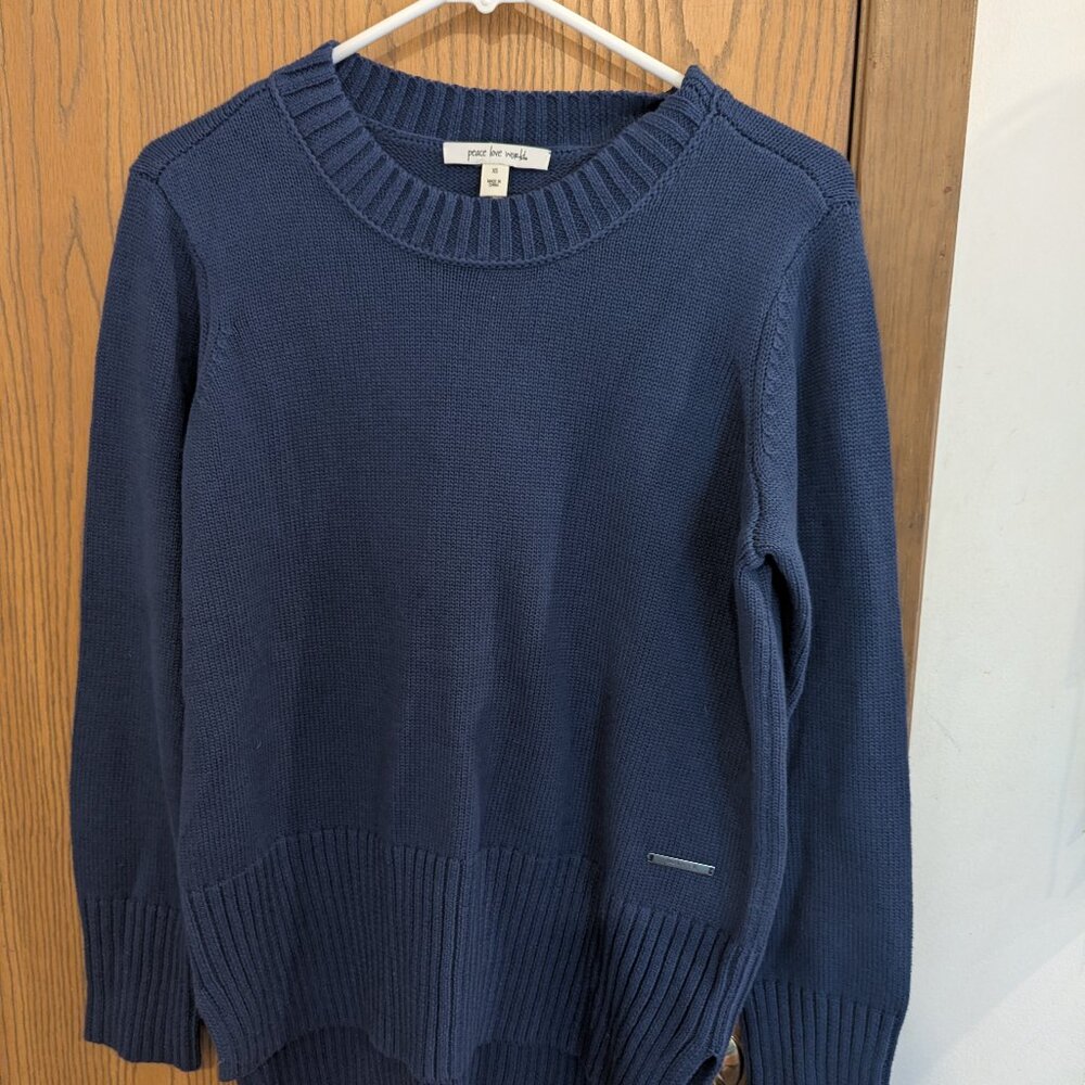 Peace Love World Navy Blue Pull Over Sweater-Women's Size XS